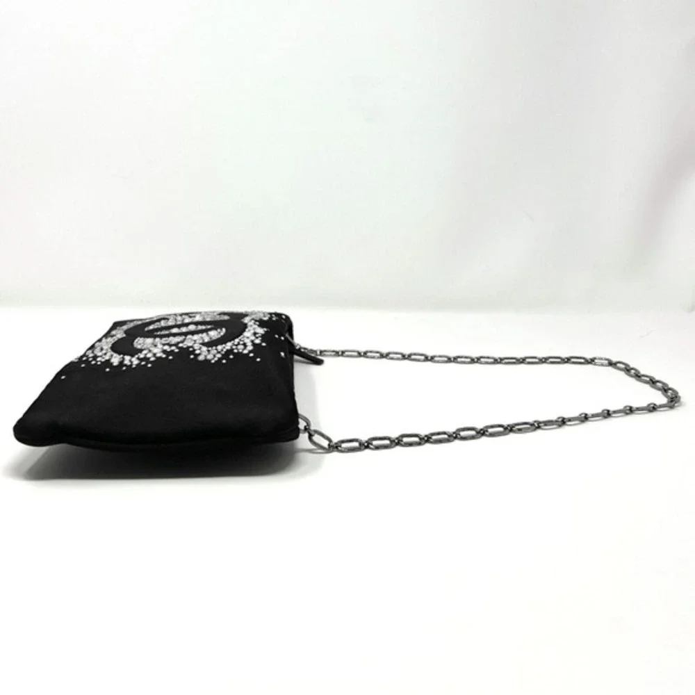 Chanel Black Satin Crystal CC Clutch‎ Chain Shoulder Bag